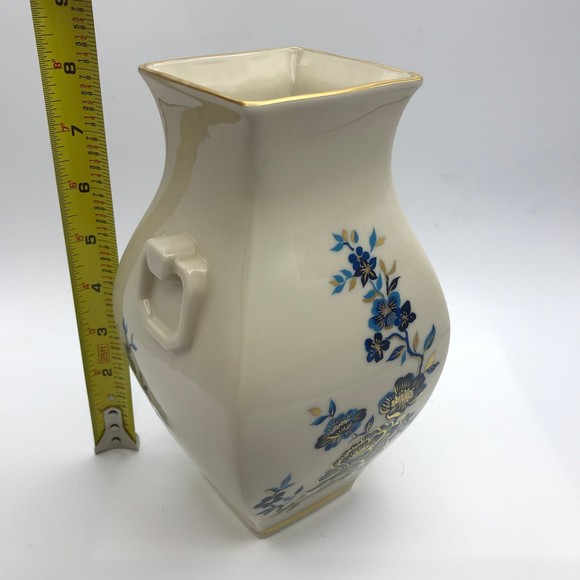Lenox Accents Lenox Pagoda Vase Hand Decorated 24k Gold Trim Blue